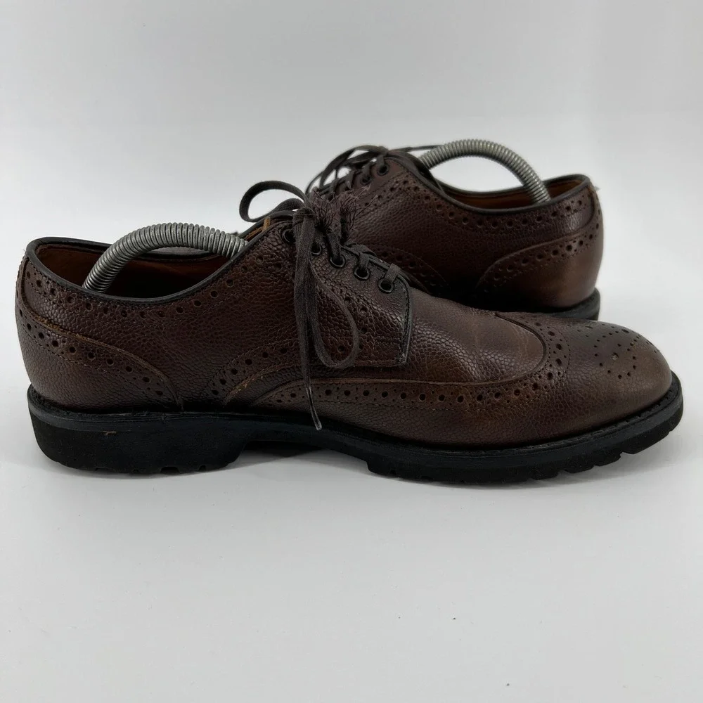 Allen Edmonds Tate Mens‎ 9.5 B Brown Wingtip Brogue Leather Oxford Dress Shoes